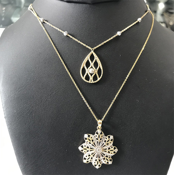 14K Yellow Gold Diamond Pendants